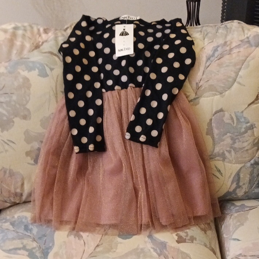 Charming Polka Dot and Tulle Kids Dress